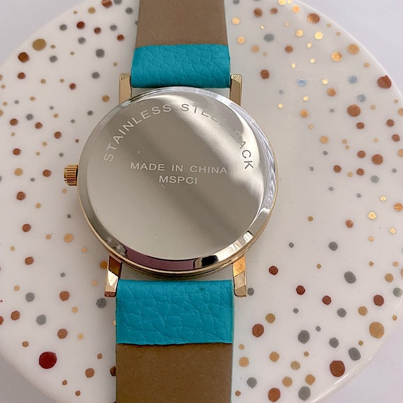 Confetti Glitter Face Watch with Turquoise Adjustable Band - Picture 5 of 5